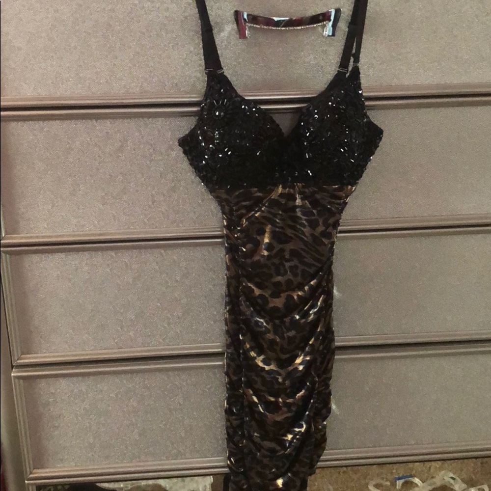 Beaded and Leopard Dress